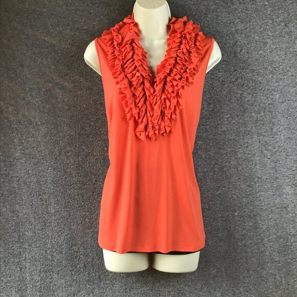 Essentials by Milano Ruffle Front Sleeveless Tank Blouse Sz L - Picture 1 of 6